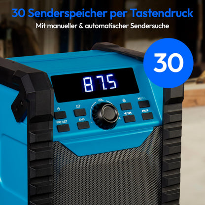 MEDION E65895 Baustellenradio mit Akku, Bluetooth, UKW, IP54, grün