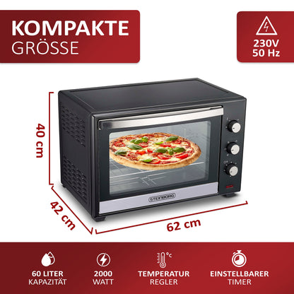 Minibackofen 60 Liter Umluft Backofen – Freistehendes Modell