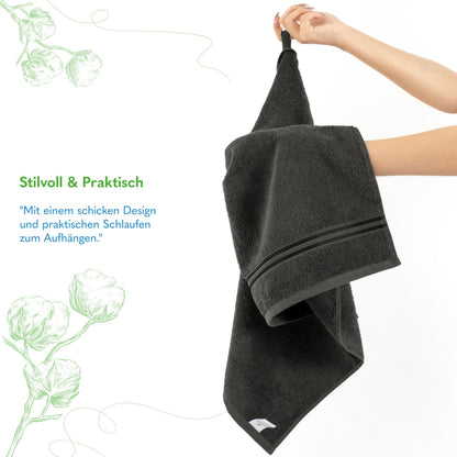 Hammetex Handtuch-Set RN62, 6-teilig, Frottier Baumwolle, Anthrazit