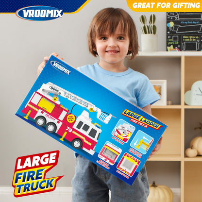 JOYIN Feuerwehrauto-Spielzeug mit 83 cm Leiter, Licht und Sound