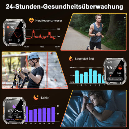 Baolubao W60 Smartwatch Herren Outdoor Sportuhr mit LED-Taschenlampe