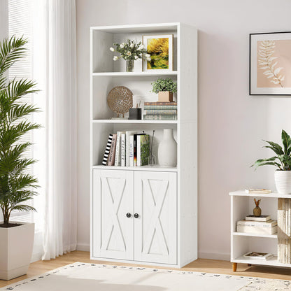 IRONCK Bücherregal – 2 Türen, 5 Ebenen, Industriestil weiss