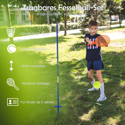 COSTWAY Tetherball Set, höhenverstellbar, mit Ball und 2 Schlägern