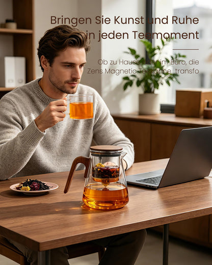 ZENS Magic Teekanne aus Glas mit Sieb und Magnetdeckel, 800 ml
