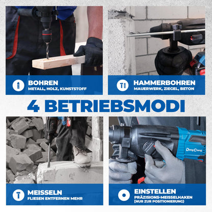 DongCheng Akku-Bohrhammer 18V, 2,8 J, SDS-plus, inkl. 4Ah Akku