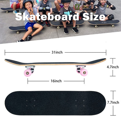 CLYCTIP Skateboard, 8-lagiges Ahornholz-Deck, ABEC-11, 78,9 cm