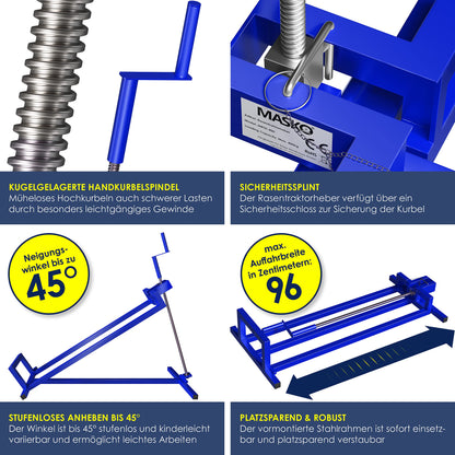 MASKO® Rasentraktorheber XXL 450 kg Hebebühne für Aufsitzmäher - Blau