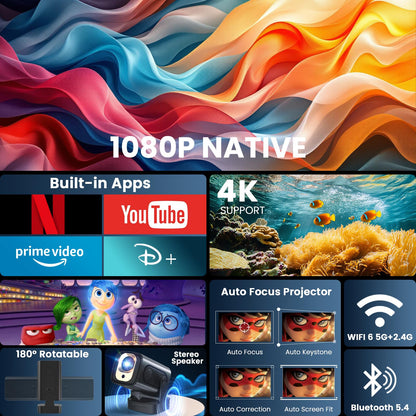 CineView Mini Beamer 1080P - Autofokus 4K Support 2025