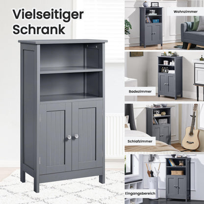 Yaheetech Badschrank mit Doppeltür & Ablagefächern - Dunkelgrau