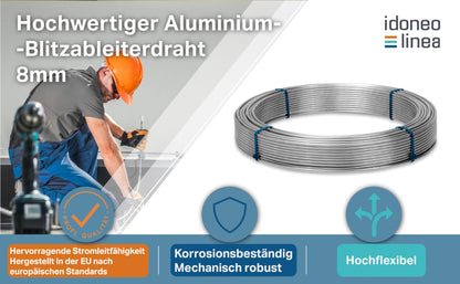 Idoneo Linea Alu Erdungsdraht 8mm Blitzschutz PV - 70m