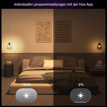 Philips Hue Essential LED Lampe A60 E27, weiss und farbig, 4er Pack