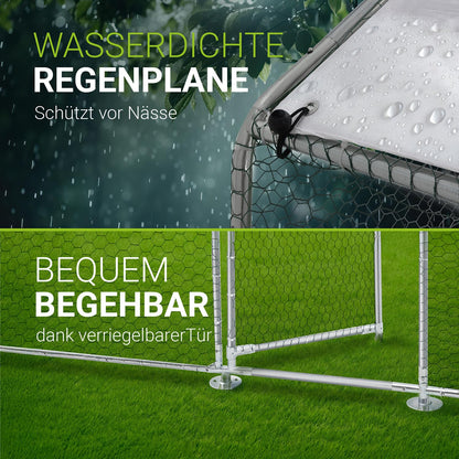 Juskys Freilaufgehege 3x2x2m – Begehbarer Hühnerstall aus Metall
