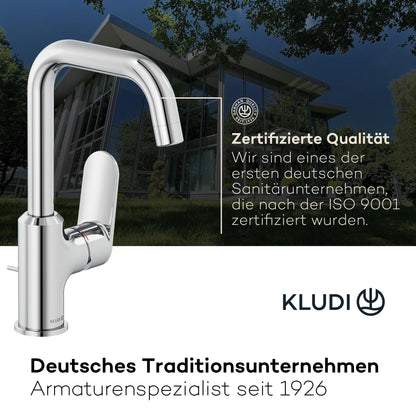 Kludi X1 Waschtischarmatur mit Zugstangen-Ablauf, Chrom