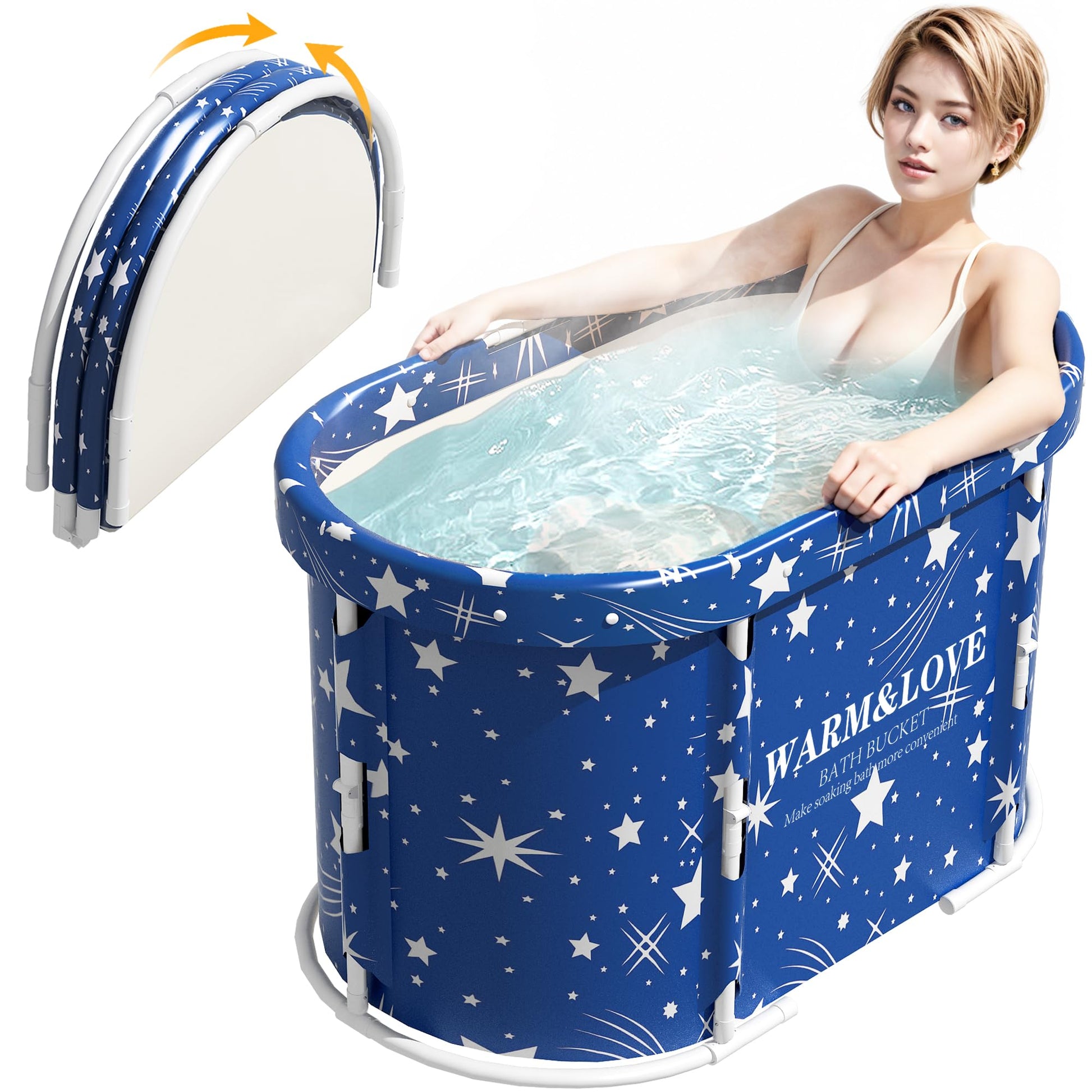 Faltbare Eisbadewanne Heissbad – Sternenblau Oval-Medium. Ovale, sternenblaue Wanne für Kalt- und Warmwassertherapie zur Regeneration.