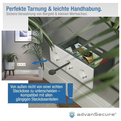 advanSecure® Steckdosen-Tresor – 3er-Steckdosen-Attrappe