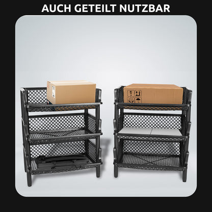 ARTECSIS Korbregal Kunststoff Stapelregal – 6 Elemente Schwarz