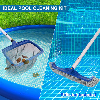 POOLAZA Pool Reinigungsset PK0940 – Kescher & 45 cm Poolbürste