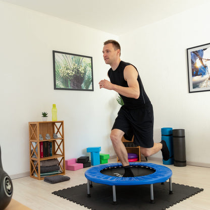 Relaxdays Fitness-Trampolin faltbar, Indoor, blau-schwarz