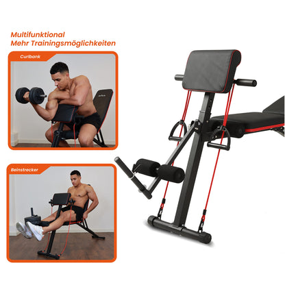 DH FitLife Hantelbank klappbar mit Curlbank & Beinstrecker