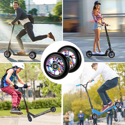 NZZVNZ Scooter Rollen 100 mm Ersatzräder mit ABEC-9 Lagern, 2er-Set