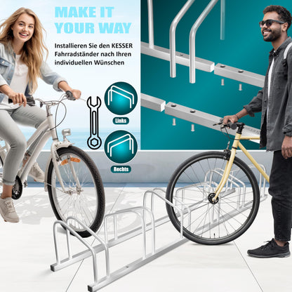 KESSER Fahrradständer für 6 Fahrräder, Boden-/Wandmontage, Silber