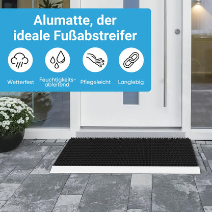Alu Schmutzfangmatte Aussen Bürsten – Schwarz 50x80 cm