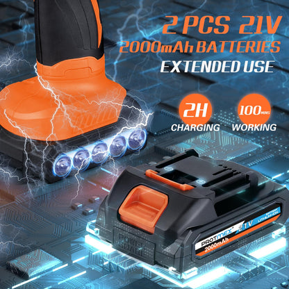 Protmex Akku Poliermaschine Auto Set – 2x 21V Akkus