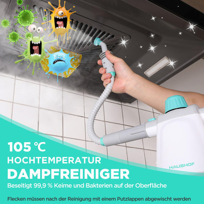HAUSHOF Dampfreiniger Handgerät 450 ml mit 8 Zubehörteilen, 1200 W