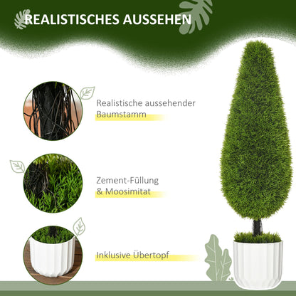 HOMCOM 2er-Set Zypressen Kunstbaum 90cm UV-Schutz