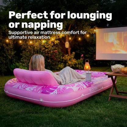 Sloosh Tanning Pool – aufblasbare Sonnenliege mit Kissen, rosa
