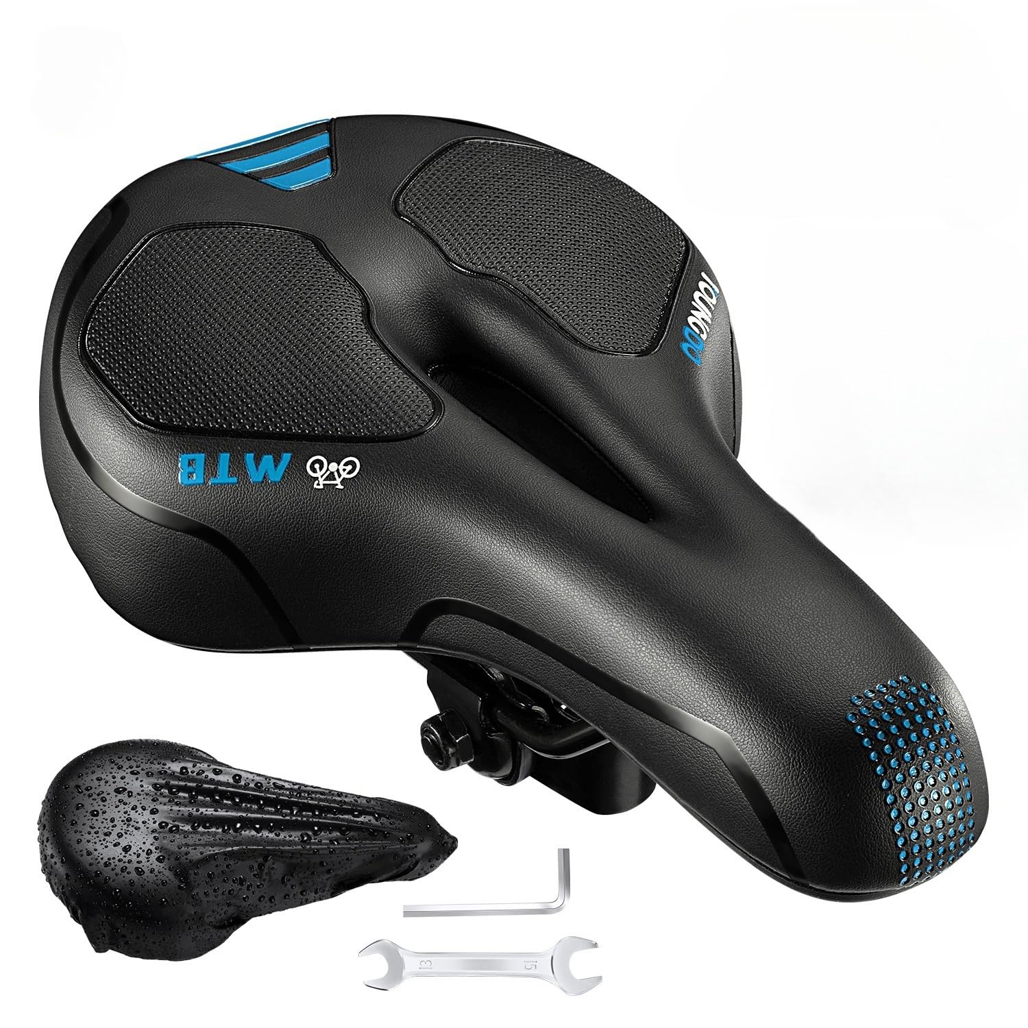 YOUNGDO Fahrradsattel Gel, ergonomisch, wasserdicht mit Abdeckung – PU-Oberfläche und Belüftungsaussparung