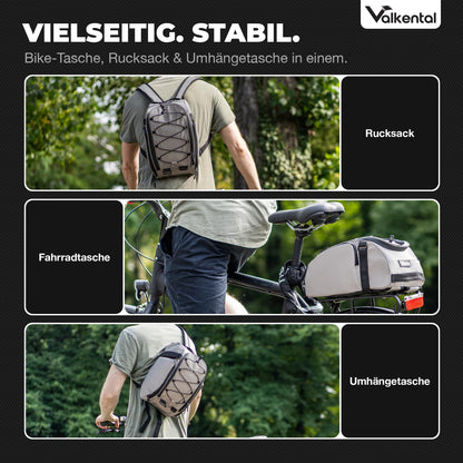 Valkental 3in1 Gepäckträgertasche mit Rucksackfunktion, 14 L