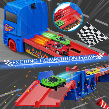 Maysida Transport Truck mit 165 cm Rennbahn und 10 Spielzeugautos