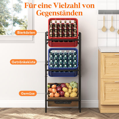 Lifewit Getränkekistenregal Metall für 3 Kisten, 450 kg, schwarz