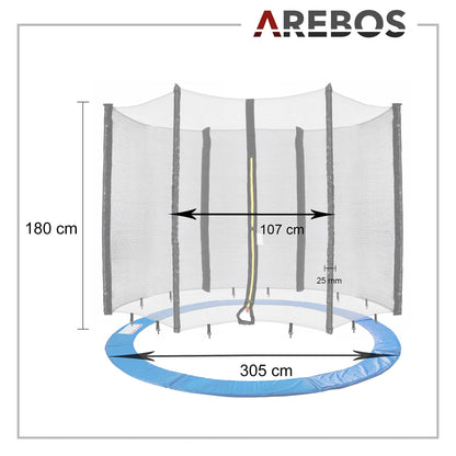 Arebos Randabdeckung und Sicherheitsnetz für Trampolin 305 cm
