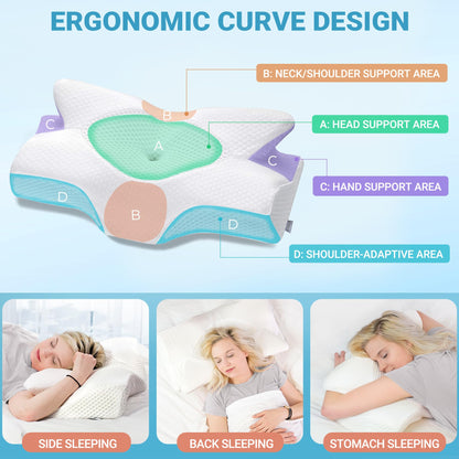 Elviros Nackenstützkissen Memory Foam Seitenschläferkissen, grau
