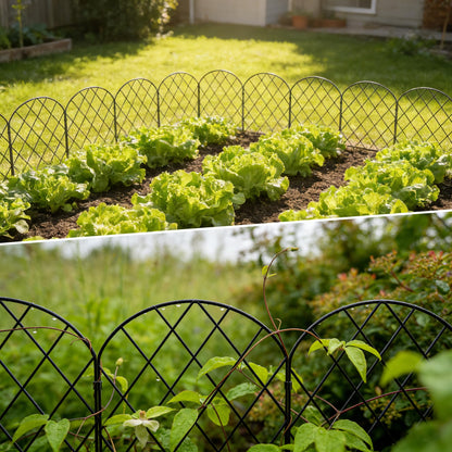 Thealyn Gartenzaun Metall Steckzaun, 10 Paneele, 3,3 m, schwarz