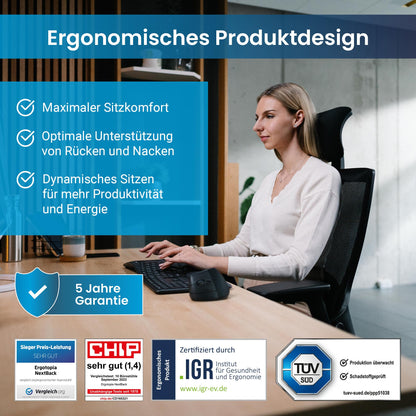 Ergotopia NextBack Ergonomischer Bürostuhl - mit Kopfstütze