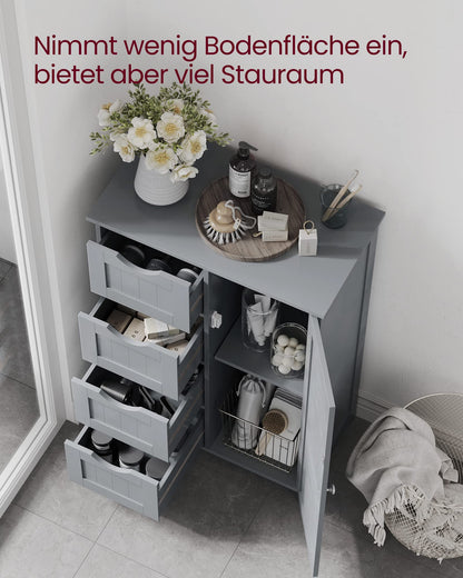 VASAGLE Badezimmerschrank LHC041P36 mit 4 Schubladen, taubengrau
