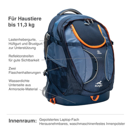 Kurgo G-Train Hunderucksack Navy Blau – Für Haustiere bis 11kg