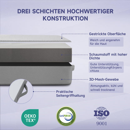 Z-hom Klappmatratze 140 x 195 cm, 3-teilige Faltmatratze, 10 cm