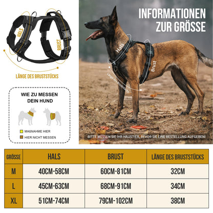 OneTigris Diesel Hundegeschirr, gepolstertes Brustgeschirr Schwarz M