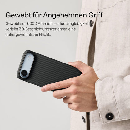 PITAKA iPhone Air Hülle aus Aramidfaser mit MagSafe, Schwarz/Grau