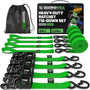 Rhino USA Schwerlast-Ratschengurt-Set 4er-Pack, 4 cm x 2,4 m, Grün – Zurrgurte mit Ratsche und beschichteten S-Haken