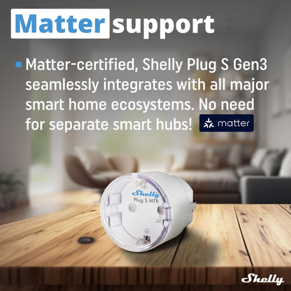 Shelly Plug S Gen3 Smart WLAN-Steckdose mit Leistungsmessung, 5er-Set