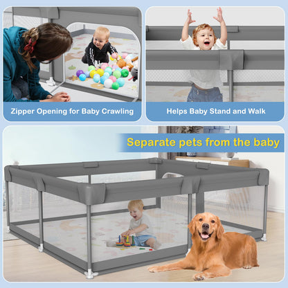 Palopalo Laufstall Baby Laufgitter 127x127cm - Dunkelgrau