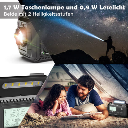 Mesqool Kurbelradio CR1009Pro DAB+ mit Solar und LED-Taschenlampe