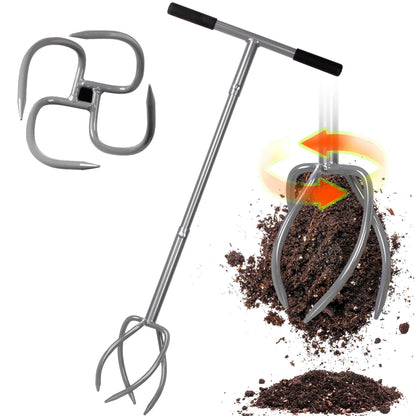 Walensee Gartenkralle Twist Tiller, Kultivator mit 4 Zinken – T-förmiger Griff, pulverbeschichteter Stahl