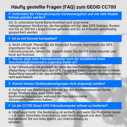 GEOID CC700 GPS Fahrradcomputer kabellos mit 2,8-Zoll-Farbdisplay