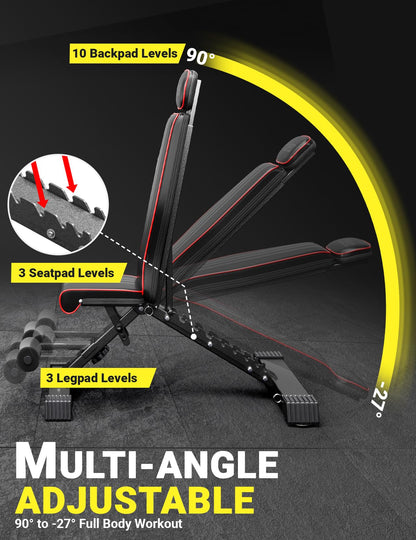 YOLEO Multifunktions-Hantelbank Klappbar 300kg Schrägbank